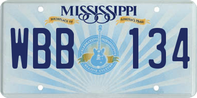 MS license plate WBB134