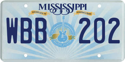 MS license plate WBB202
