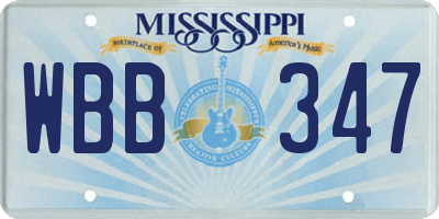 MS license plate WBB347