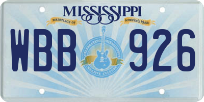 MS license plate WBB926