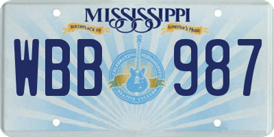 MS license plate WBB987