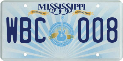 MS license plate WBC008