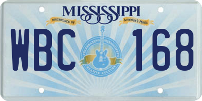 MS license plate WBC168