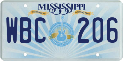 MS license plate WBC206