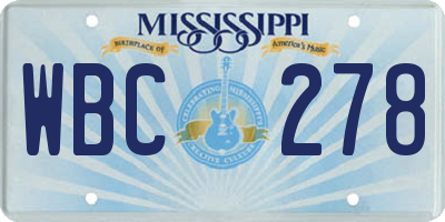 MS license plate WBC278