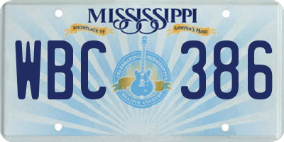 MS license plate WBC386