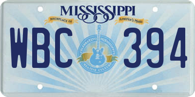 MS license plate WBC394