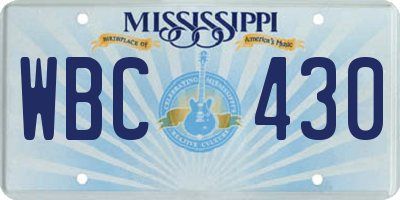 MS license plate WBC430