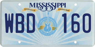 MS license plate WBD160