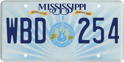 MS license plate WBD254
