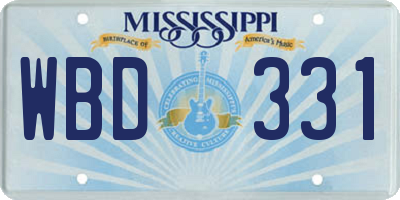 MS license plate WBD331