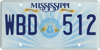 MS license plate WBD512