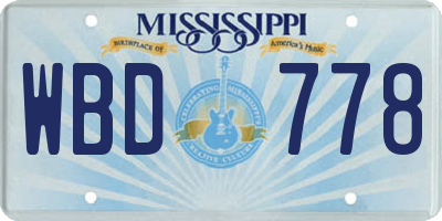 MS license plate WBD778