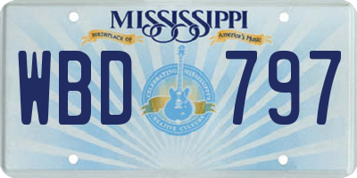 MS license plate WBD797