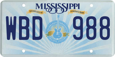 MS license plate WBD988