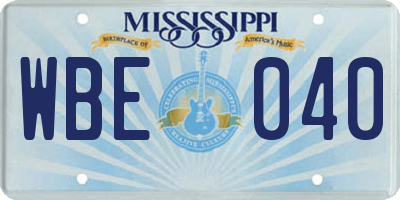 MS license plate WBE040
