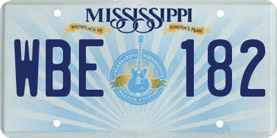 MS license plate WBE182