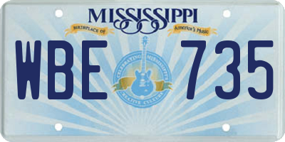 MS license plate WBE735