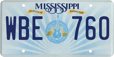 MS license plate WBE760
