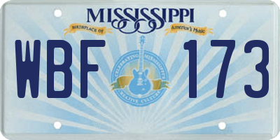 MS license plate WBF173