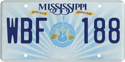 MS license plate WBF188