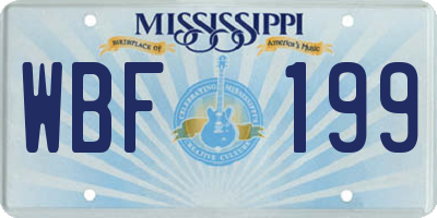 MS license plate WBF199