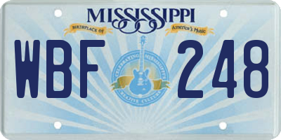 MS license plate WBF248