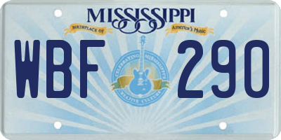 MS license plate WBF290