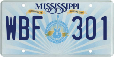 MS license plate WBF301
