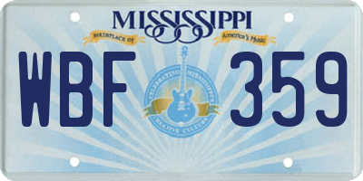 MS license plate WBF359