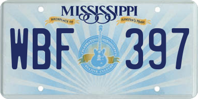 MS license plate WBF397