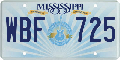 MS license plate WBF725