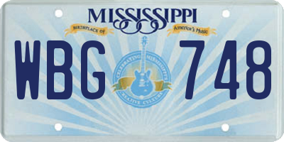 MS license plate WBG748