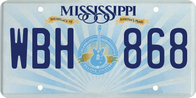 MS license plate WBH868