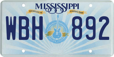 MS license plate WBH892