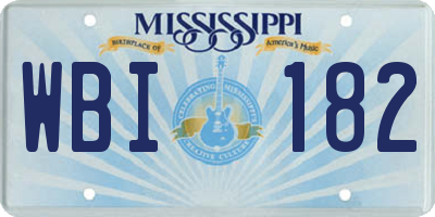 MS license plate WBI182
