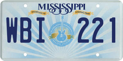 MS license plate WBI221