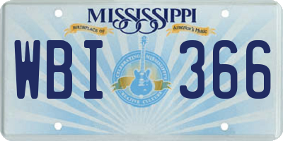 MS license plate WBI366