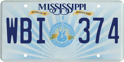 MS license plate WBI374