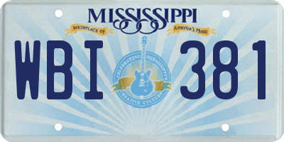 MS license plate WBI381