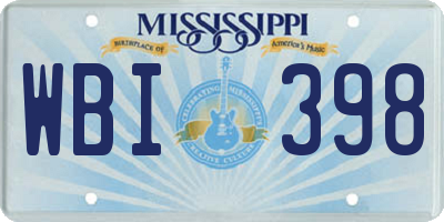 MS license plate WBI398