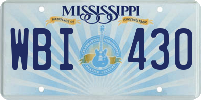 MS license plate WBI430