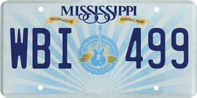 MS license plate WBI499