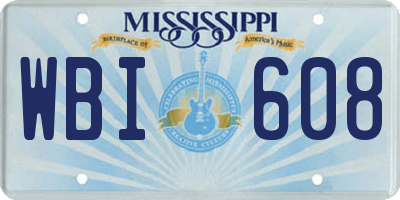 MS license plate WBI608