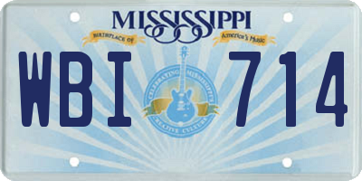 MS license plate WBI714