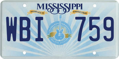MS license plate WBI759