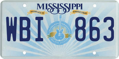 MS license plate WBI863