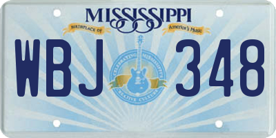 MS license plate WBJ348