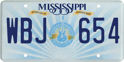 MS license plate WBJ654
