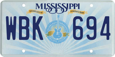 MS license plate WBK694